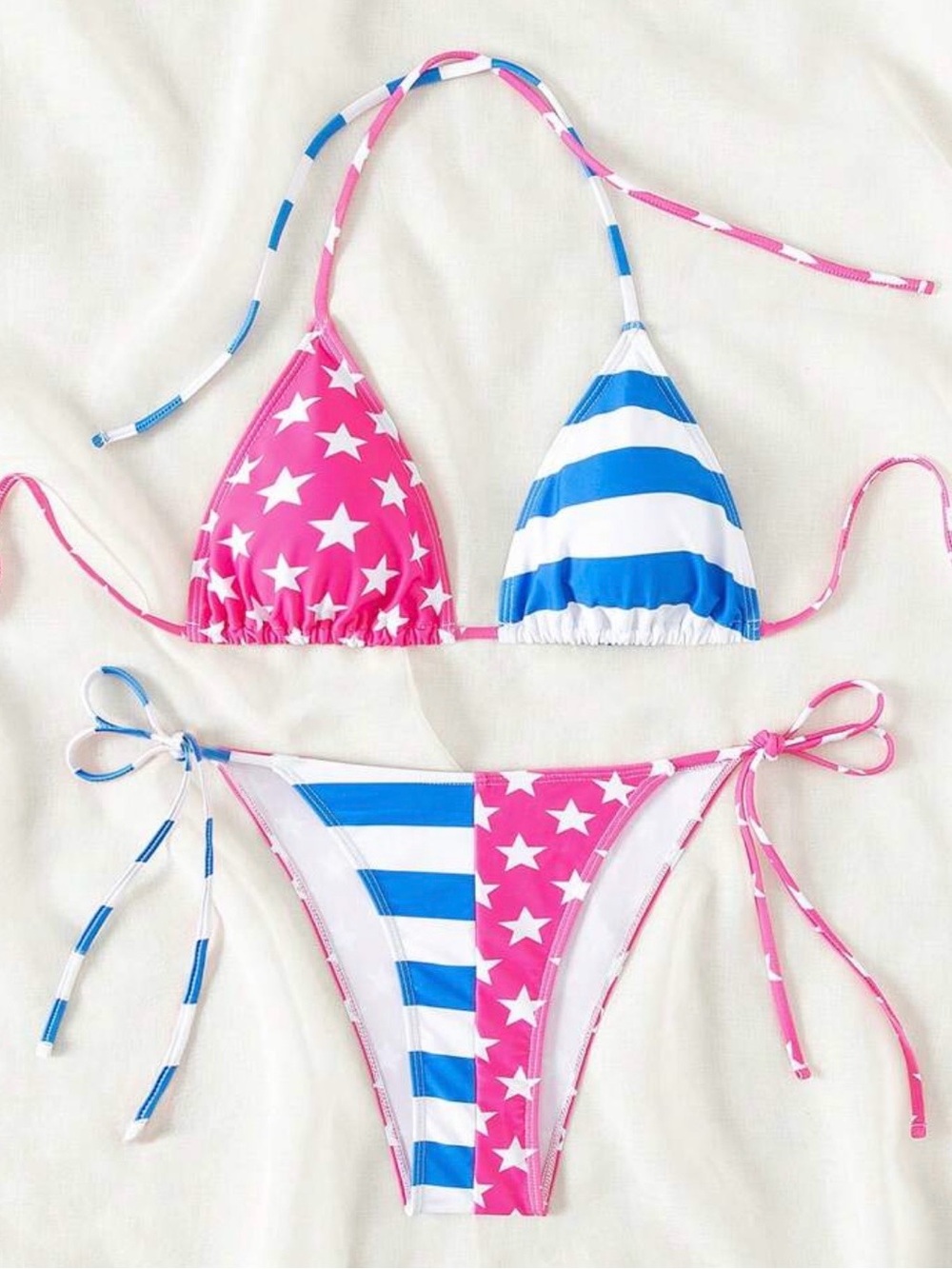 Brand New Women’s Pink, White & Blue Bikini Set🩷 never worn, perfect for summer!